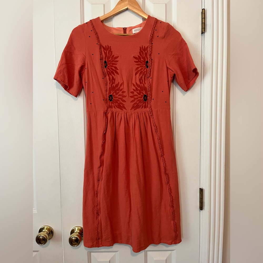 Roolee Small Coral Embroidered Dress
